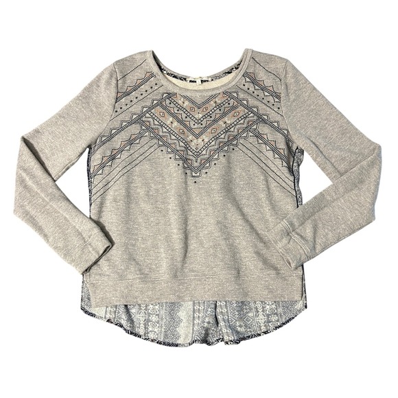 Miss Me Tops - Miss Me Sweatshirt Womens Large Gray Embroidered Western Frstival Boho Top
